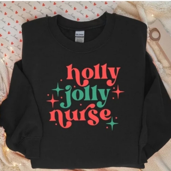 Holly Jolly NURSE ❤️ tshirt (LS $35 & Sweatshirt$45 available) - Picture 1 of 1